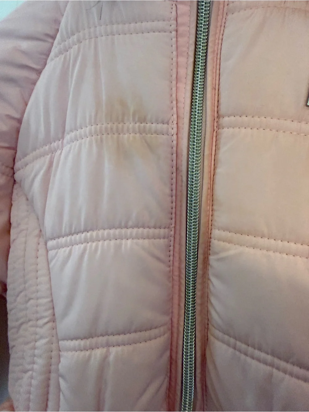 Tommy Hilfiger Light Pink Quilted Girls Puffer Coat with Faux Fur Hood